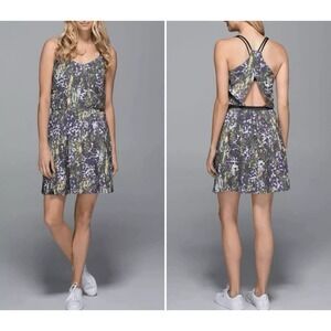 Lululemon City Summer Dress Womens 6 Floral Sport Cutout Racerback Blouson
